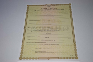 Свидетельство об Установлении Отцовства 2000г в Альметьевске